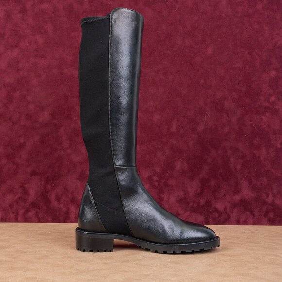 Stuart Weitzman Women 5050 Knee High Lug Black Leather Stretch Knee Boots sz 6.5 - Picture 10 of 10
